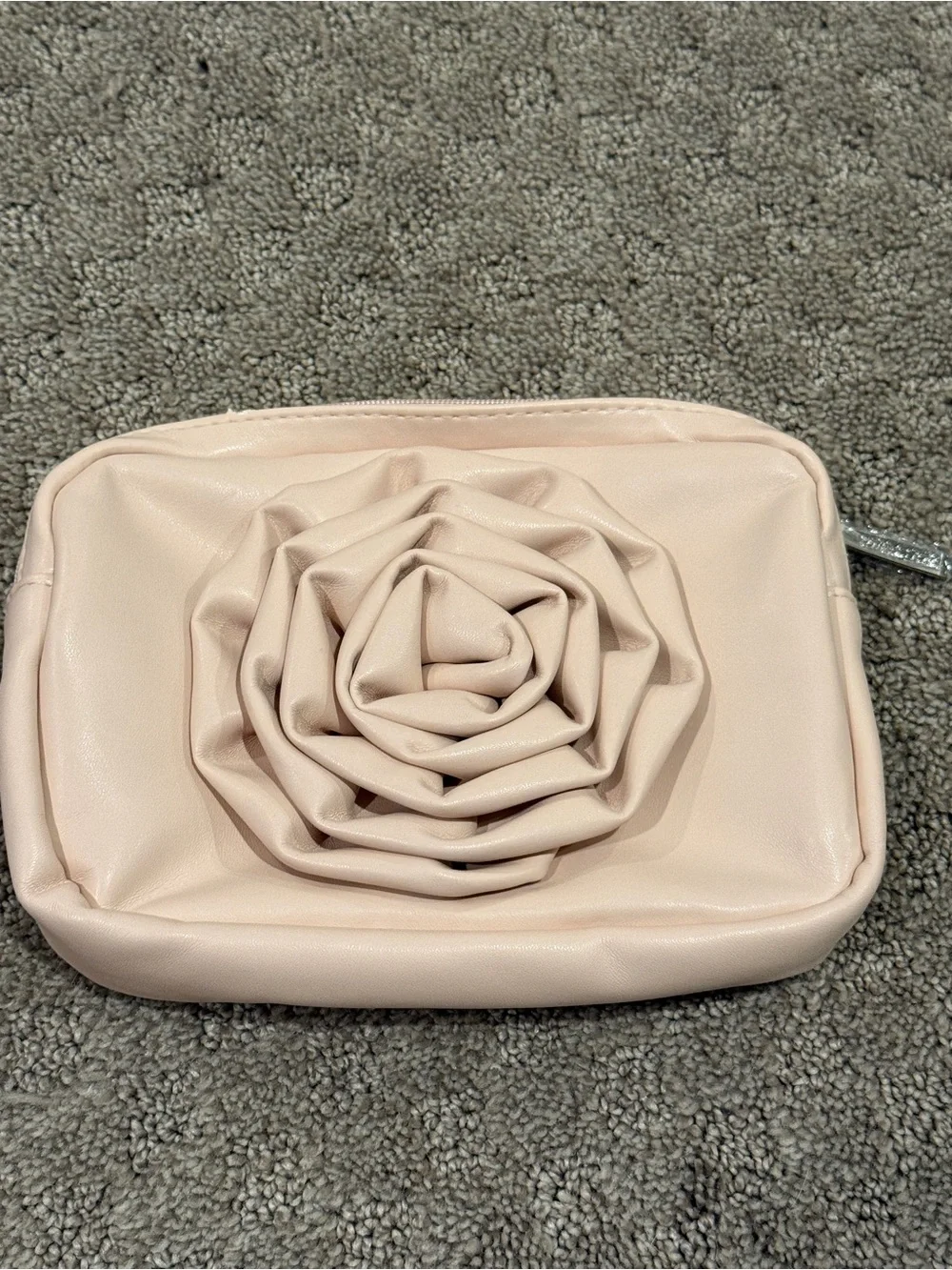 Swarovski Pale Pink Rose Appliqué Cosmetic Pouch